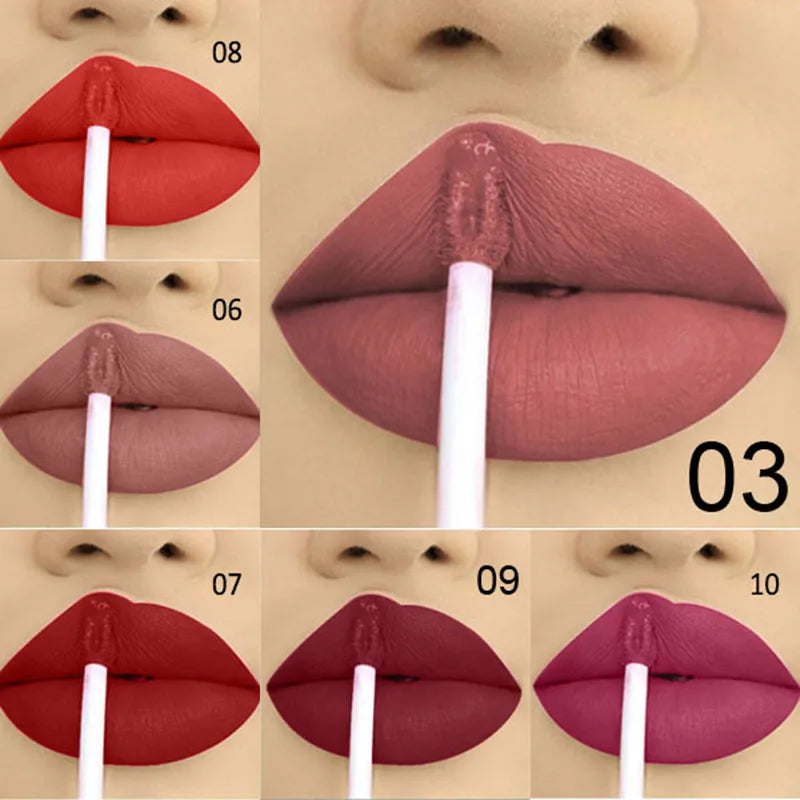 12 Colors Waterproof Matte Nude Lipstick kit Pigment Dark Red Black Long Lasting Lip Gloss Women Makeup Lipgloss T1051