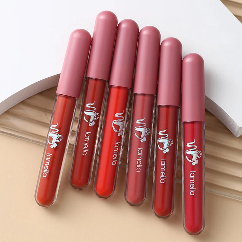 6 Colors Velvet Matte Liquid Lipsticks Waterproof Not Fade Lip Gloss Long Lasting Non-stick Cup Lip Tint Makeup Pigment Cosmetic
