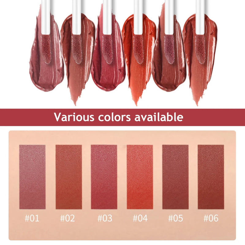 6 Colors Velvet Matte Liquid Lipsticks Waterproof Not Fade Lip Gloss Long Lasting Non-stick Cup Lip Tint Makeup Pigment Cosmetic