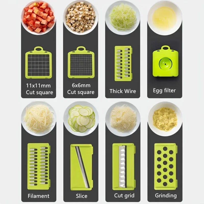 16pcs/Set Vegetable Chopper Multifunctional Fruit Slicer Manual Food Grater Cutter With Container Mincer Chopper Kitchen Stuff
